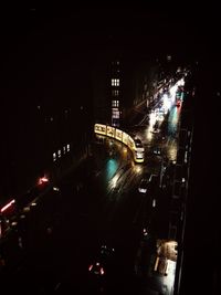 High angle view of traffic on road at night