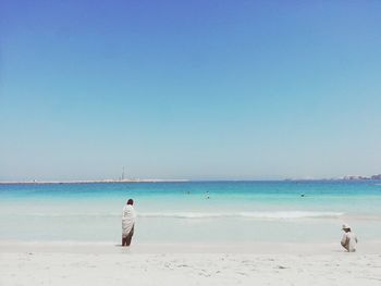 Scenic view of sea against clear sky