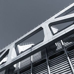 Low angle view of modern building against clear sky