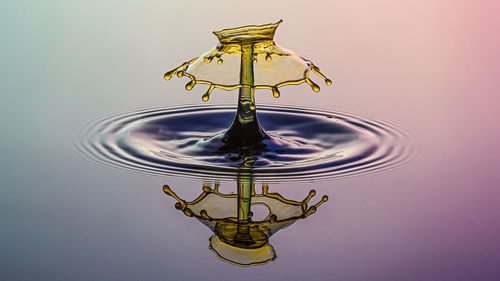 Close-up of water drop falling in water