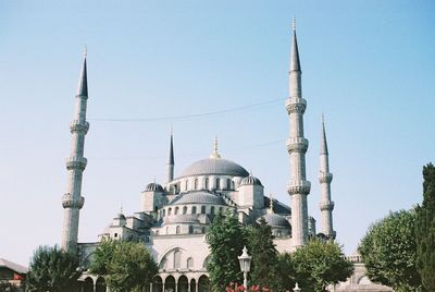 Low angle view of blue mosque against sky