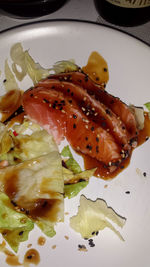 Close-up of meal served in plate