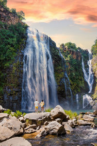 Scenic view of waterfall