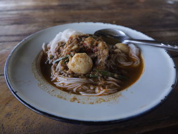 Close-up of food served in plate