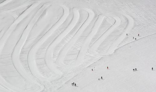 High angle view of people on sand