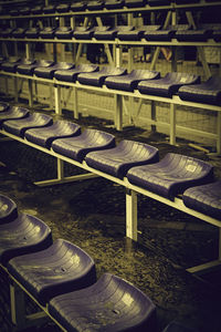 High angle view of chairs in stadium