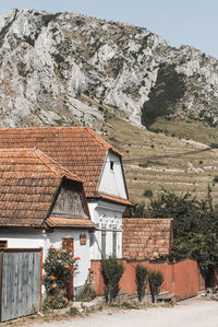 Village street with white houses