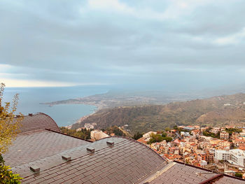 High angle view of townscape against sky