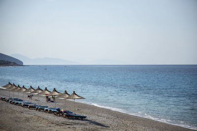 Scenic view of sea against clear sky