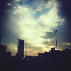 Silhouette of buildings at sunset