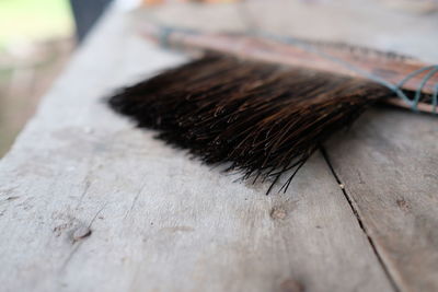 High angle view of paintbrushes on table