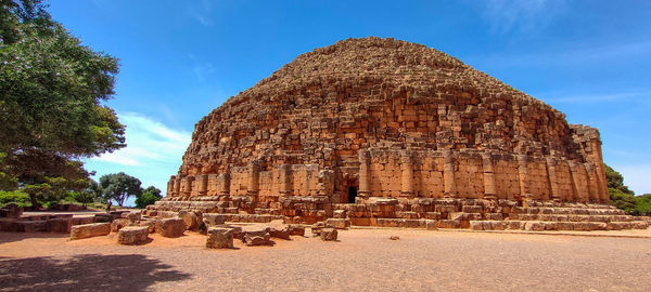 Old ruins of royal mausoleum of mauretania against sky