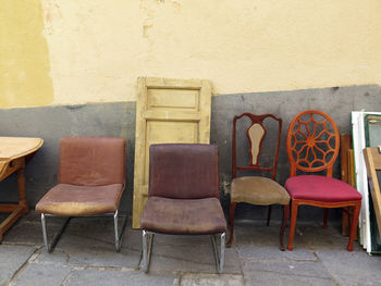 Old chairs in el rastro market, madrid