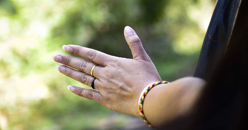 Close-up of woman gesturing