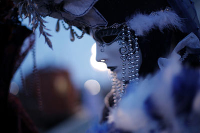 Close-up of person wearing costume during carnival