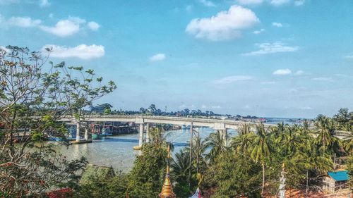 Bridge over river against sky