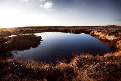 Scenic view of lake against sky