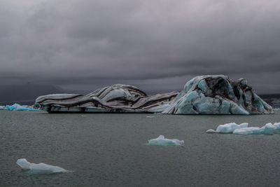 Scenic view of frozen sea against sky