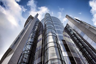 Low angle view of modern building against sky