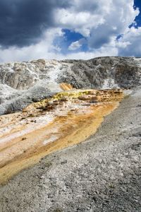 Scenic view of rock formation against sky at yellowstone national park