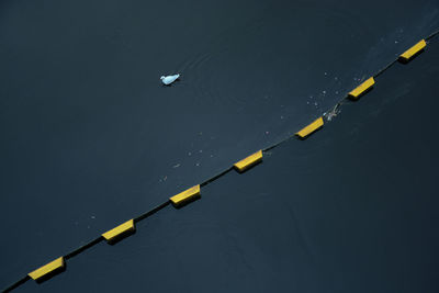 High angle view of kite floating on water