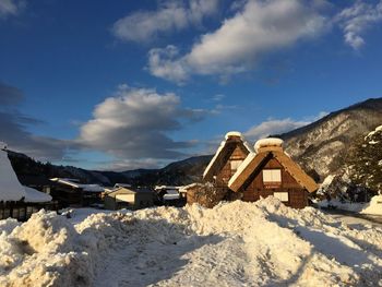 Scenic view of snow covered mountains