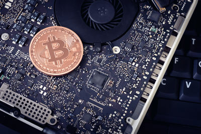 High angle view of telephone booth