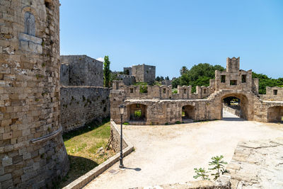 Part of the antique city wall in the old town of rhodes city on greek island rhodes