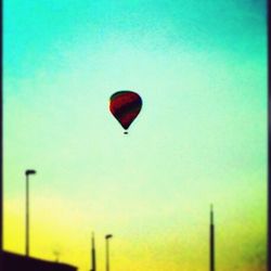 Hot air balloon flying in sky