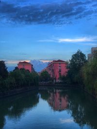 River by trees against sky