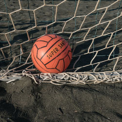 High angle view of basketball hoop against wall