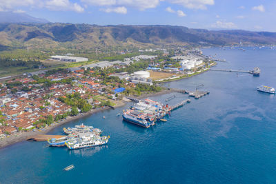 High angle view of harbor