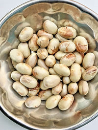 High angle view of eggs in container