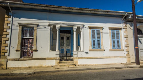 Exterior of building against blue sky