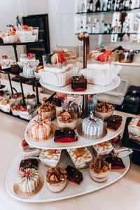 High angle view of cake on table