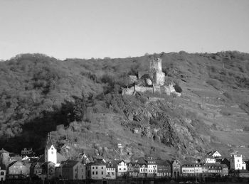 Panoramic shot of townscape against clear sky