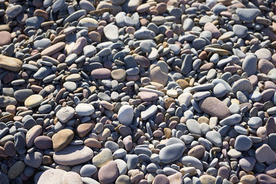 Full frame shot of pebbles on beach