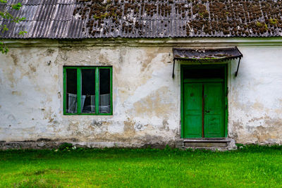 Closed door of old building