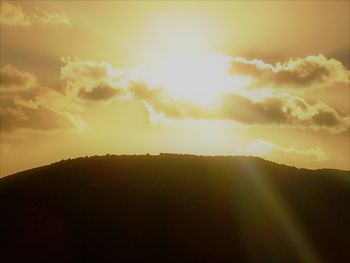 Scenic view of silhouette mountain against sky during sunset