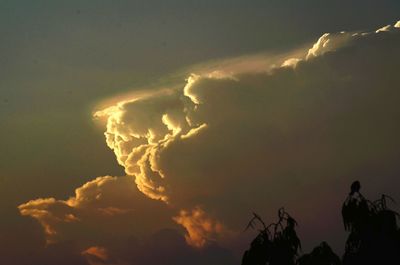 Low angle view of silhouette mountain against sky during sunset