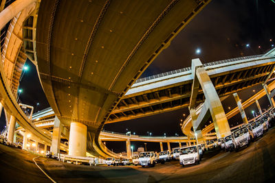 Low angle view of illuminated bridge