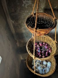 Close-up of wicker basket