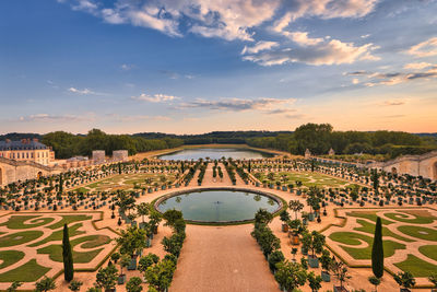 High angle view of versailles garden