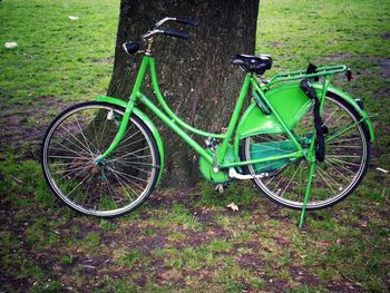 Bicycle parked in park