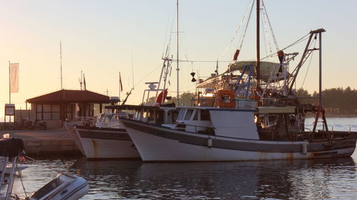 Boats moored in novigrad harbor