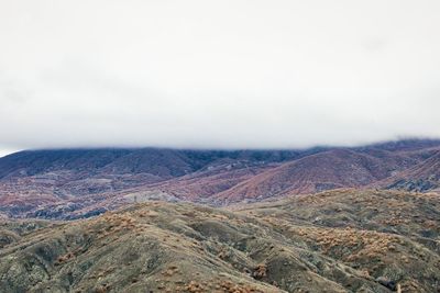 Tranquil landscape scenery under heavy fog