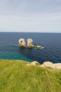 Scenic view of sea against clear sky