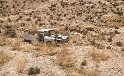 View of car in desert