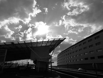 Modern bridge against sky in city