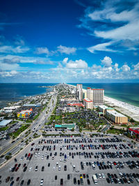 High angle view of beach against sky